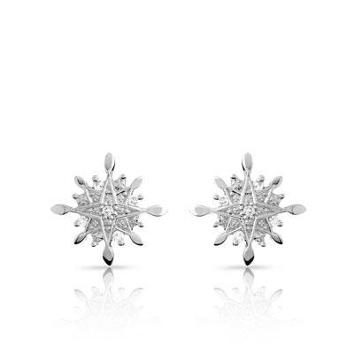 Boucles d'oreilles or 750 blanc diamant-Originaux et raffinés, ces clous d'oreilles en or blanc mettent en lumière avec une extrême douceur de beaux diamants. Pour un éclat de reine des neiges, portez-les avec le pendentif assorti...