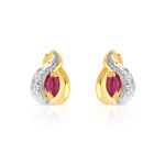 Boucles d&rsquo;oreilles or 750 2 tons rubis