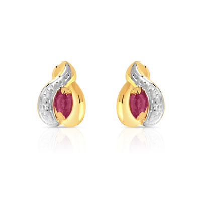 Boucles d'oreilles or 750 2 tons rubis