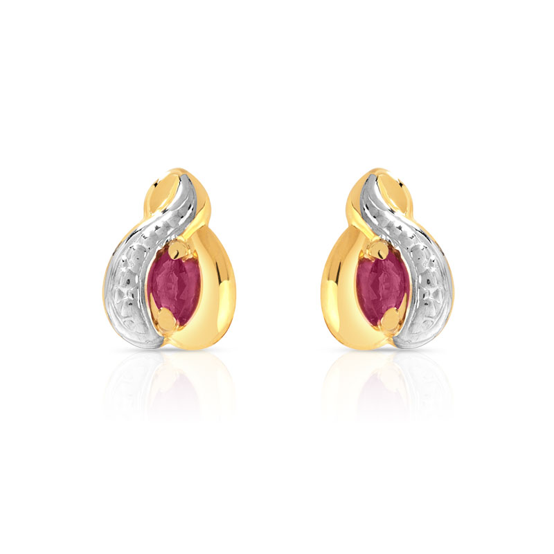 Boucles d'oreilles or 750 2 tons rubis