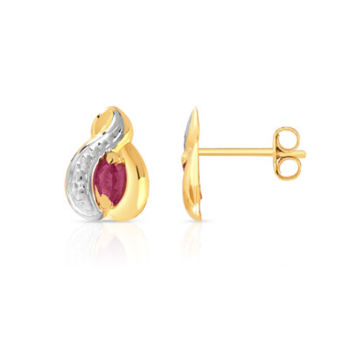 Boucles d'oreilles or 750 2 tons rubis