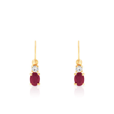 Boucles d'oreilles or 750 jaune rubis zirconia