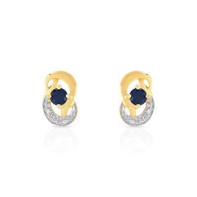 Boucles d'oreilles or 750 2 tons saphir