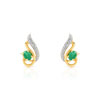 Boucles d'oreilles or 750 2 tons émeraude et diamant
