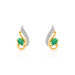 Boucles d&rsquo;oreilles or 750 2 tons &eacute;meraude et diamant
