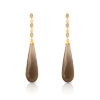 Boucles d'oreilles or 750 2 tons quartz fumé et diamant