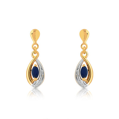 Boucles d'oreilles or 750 2 tons saphir