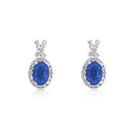 Boucles d&rsquo;oreilles or 750 blanc saphir et diamant