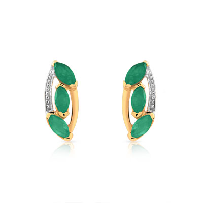 Boucles d'oreilles or 750 2 tons émeraude