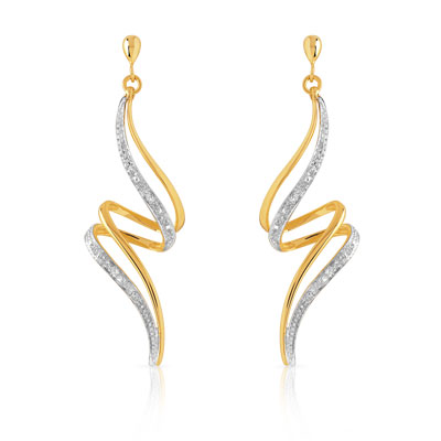 Boucles d'oreilles or 750 2 tons diamant