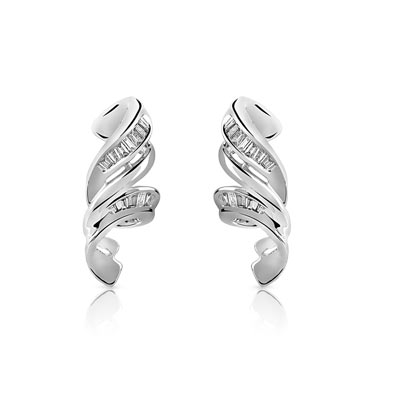 Boucles d'oreilles or 750 blanc diamant