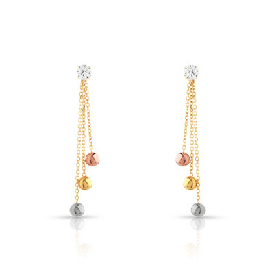 Boucles d'oreilles 3 ors 750 zirconia