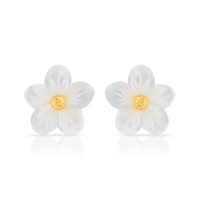 Boucles d'oreilles or 750 nacre
