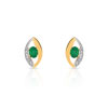 Boucles d'oreilles or 750 2 tons émeraude et diamant