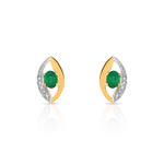 Boucles d&rsquo;oreilles or 750 2 tons &eacute;meraude et diamant