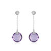 Boucles d 'oreilles or 750 blanc améthyste