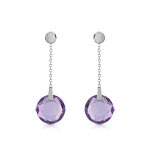 Boucles d &rsquo;oreilles or 750 blanc am&eacute;thyste