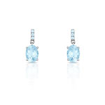 Boucles d&rsquo;oreilles or 750 blanc topaze bleue trait&eacute;e