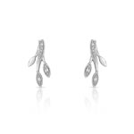 Boucles d&rsquo;oreilles or 750 blanc diamant