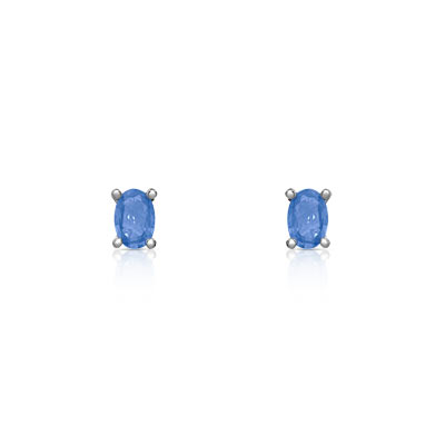 Boucles d'oreilles or 750 blanc saphir