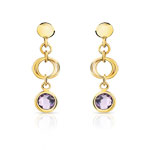 Boucles d&rsquo;oreilles or 750 jaune am&eacute;thyste
