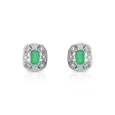 B.o. or 750 blanc émeraude et diamant