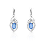 Boucles d&rsquo;oreilles or 750 blanc saphir et diamant