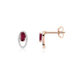 Boucles d'oreilles or 750 rose rubis et diamant