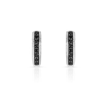 Créoles or 750 blanc diamants noirs