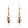 Boucles d'oreilles plaqué or 2 tons rubis synthétique