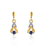 Boucles d&rsquo;oreilles plaqu&eacute; or 2 tons saphir