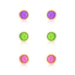 3 paires de boucles d&rsquo;oreilles plaqu&eacute; or pierre imitation