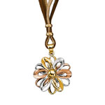 Collier 3 ors 750 cordon marron et beige
