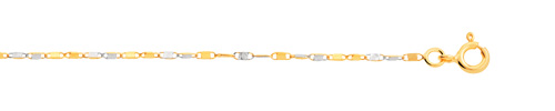 Cha&icirc;ne maille fantaisie diamant&eacute;e or 750 2 tons 45 cm