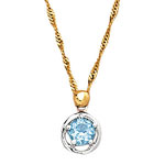 Collier or 750 2 tons topaze bleue trait&eacute;e