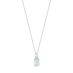 Collier or 750 blanc topaze bleue trait&eacute;e