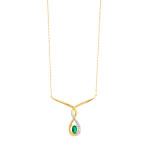 Collier or 750 2 tons &eacute;meraude et diamant