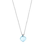 Collier or 750 blanc topaze bleue trait&eacute;e
