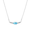 Collier or 750 blanc topaze bleue traitée et diamant