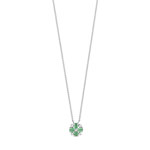 Collier or 750 blanc &eacute;meraude et diamant