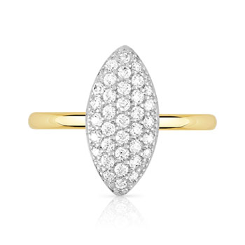Bague or 375 2 tons zirconias