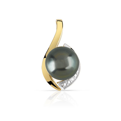 Tahiti perle noire collier DR 11×12 mm diamants et améthystes
