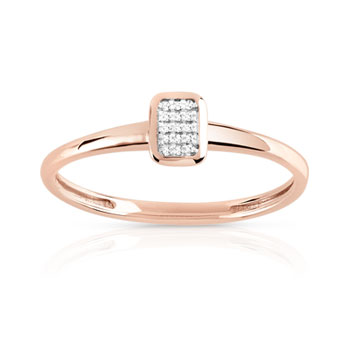 Bague or 375 rose diamant