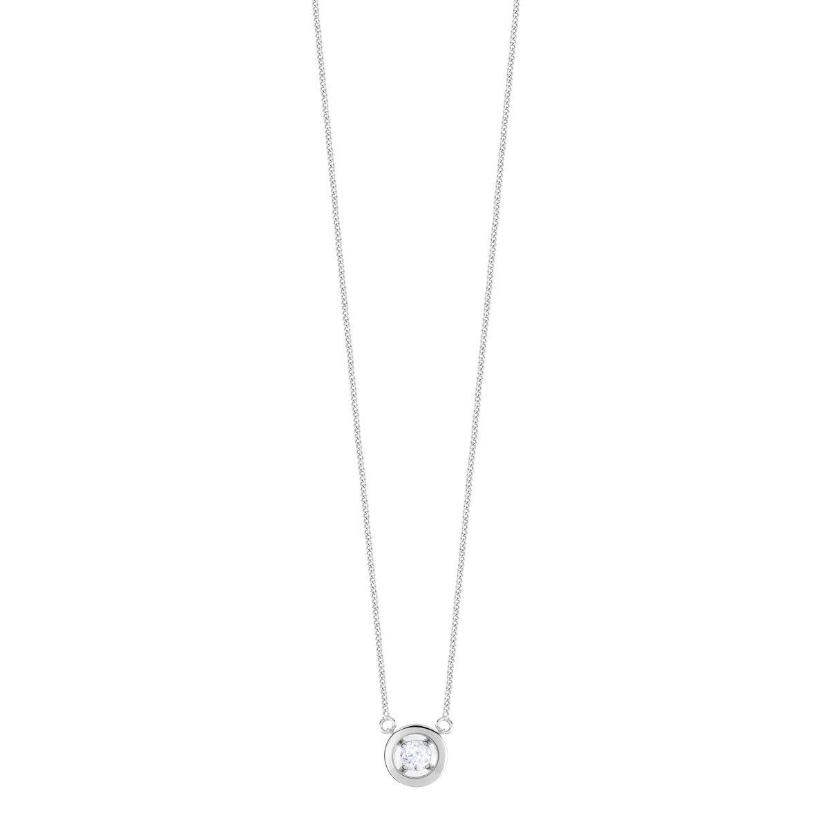 Collier or 375 blanc rond diamant 45 cm