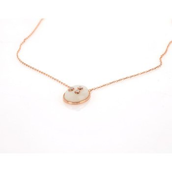 Collier or 375 rose pierre de lune et zirconia