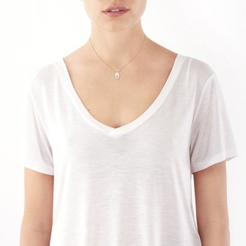 Collier or 375 rose pierre de lune et zirconia