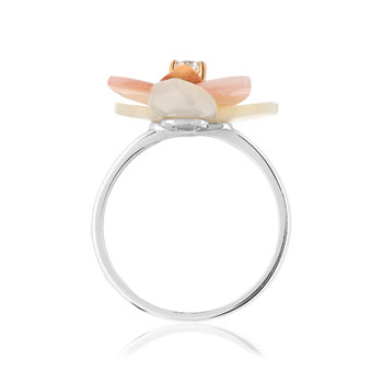 Bague 2 ors 375 nacres zirconia