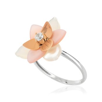 Bague 2 ors 375 nacres zirconia