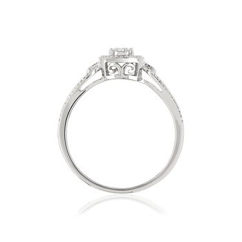 Bague or 375 blanc ajourée cercle diamants