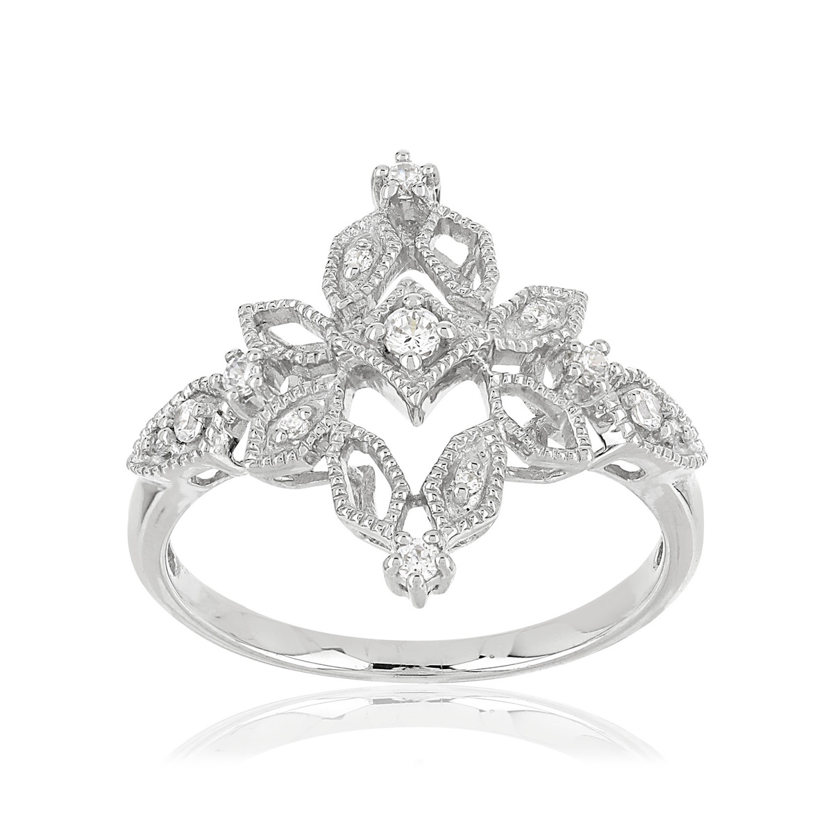 Bague or blanc 375 zirconias